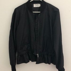 FRAME Peplum Accented Bomber Jacket